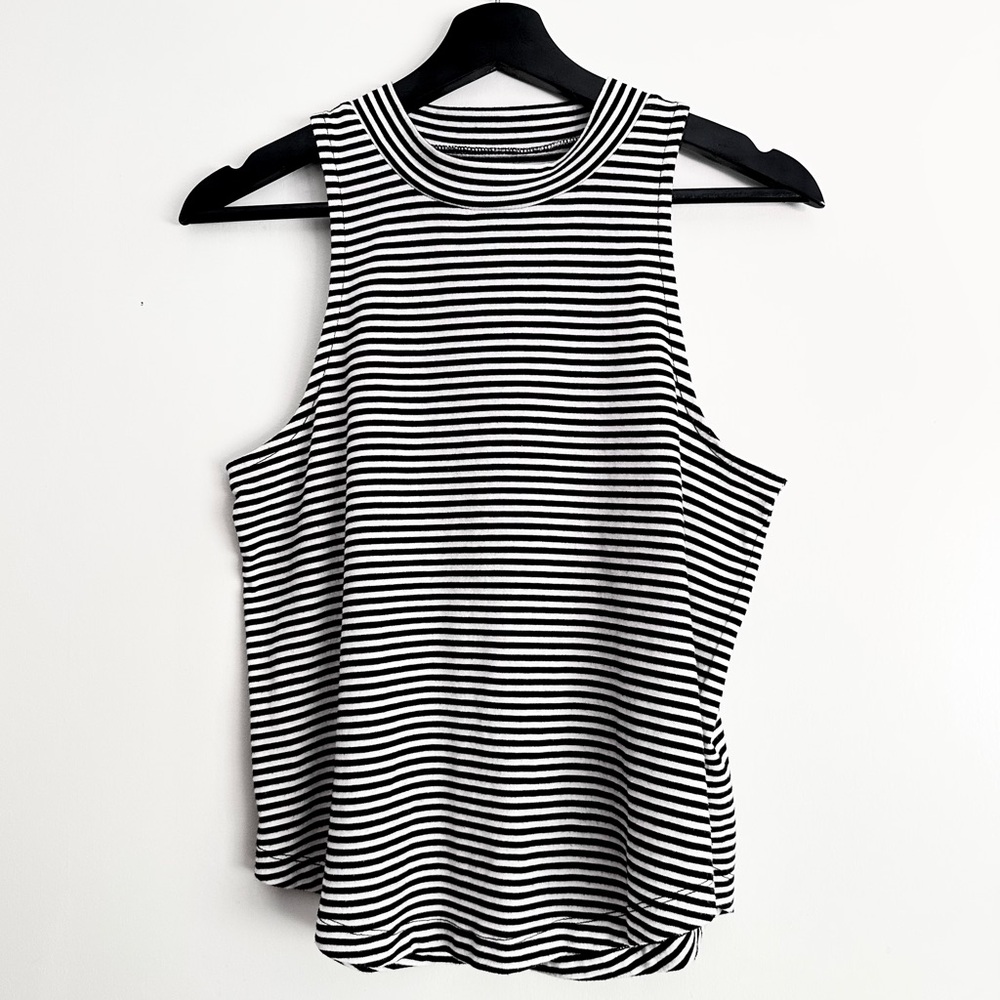 Madewell | Striped mockneck shirttail tank top in size small